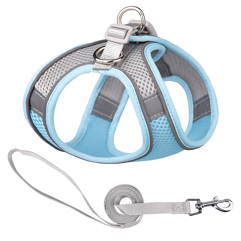 Vest-Style Reflective Pet Harness & Leash Set – Breathable Mesh with Hand-Held Rope