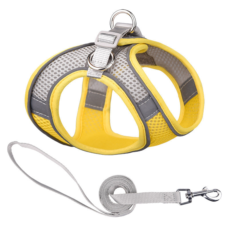 Vest-Style Reflective Pet Harness & Leash Set – Breathable Mesh with Hand-Held Rope