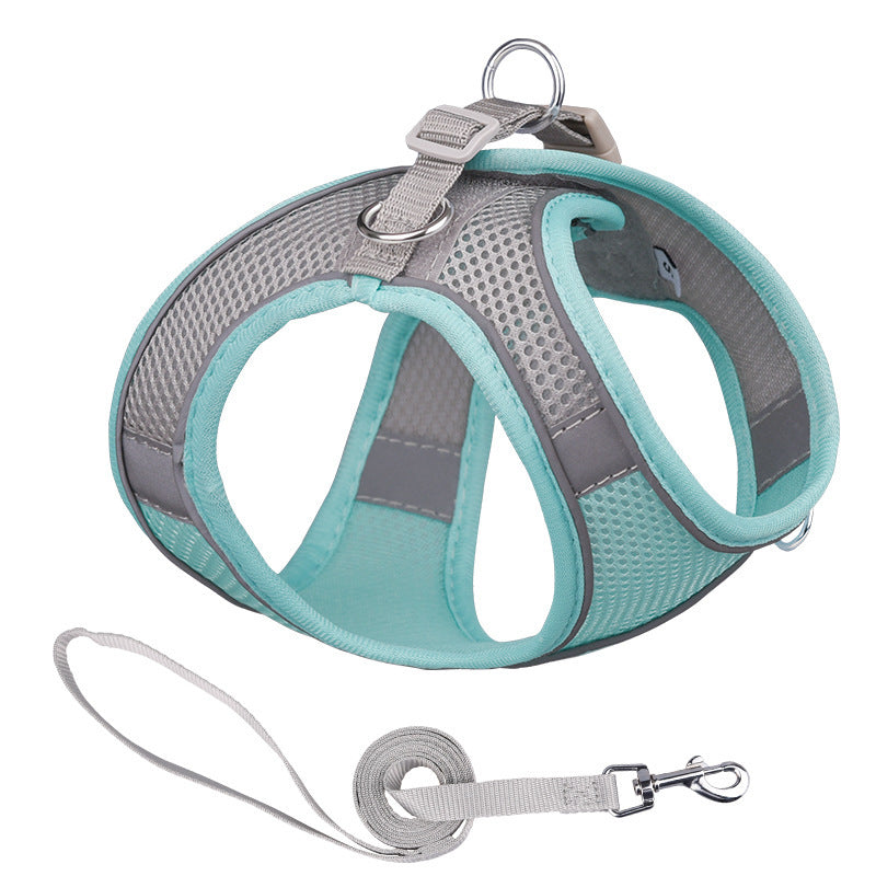 Vest-Style Reflective Pet Harness & Leash Set – Breathable Mesh with Hand-Held Rope