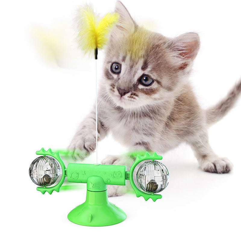 Cat Rotating Windmill Toy – Multi-Function Suction Cat Toy