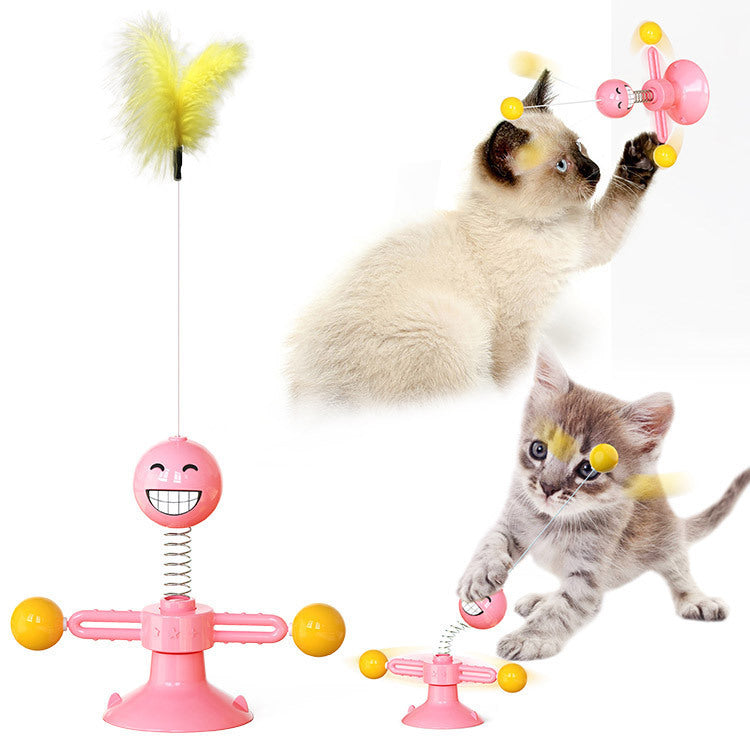 Cat Rotating Windmill Toy – Multi-Function Suction Cat Toy