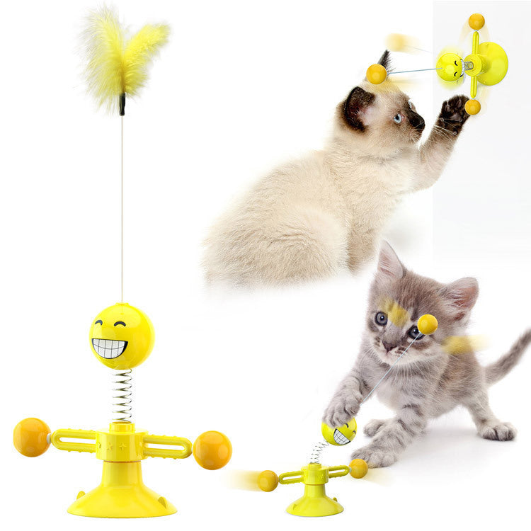 Cat Rotating Windmill Toy – Multi-Function Suction Cat Toy