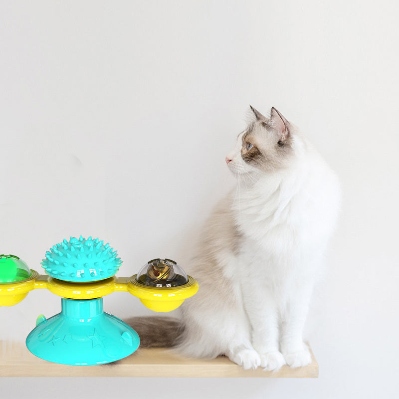 Cat Rotating Windmill Toy – Multi-Function Suction Cat Toy
