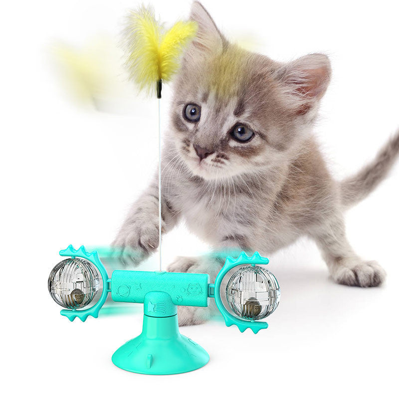 Cat Rotating Windmill Toy – Multi-Function Suction Cat Toy
