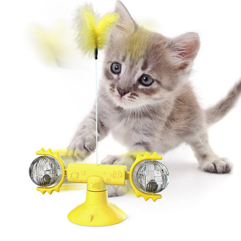 Cat Rotating Windmill Toy – Multi-Function Suction Cat Toy