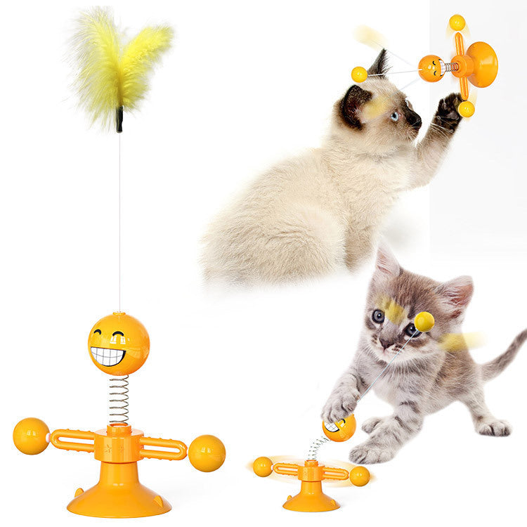 Cat Rotating Windmill Toy – Multi-Function Suction Cat Toy