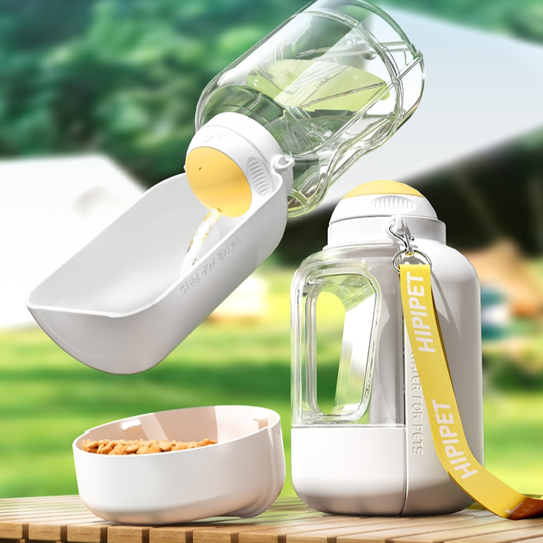 Groom Glory 2-in-1 Portable Pet Water & Food Bottle – Leakproof Travel Dispenser