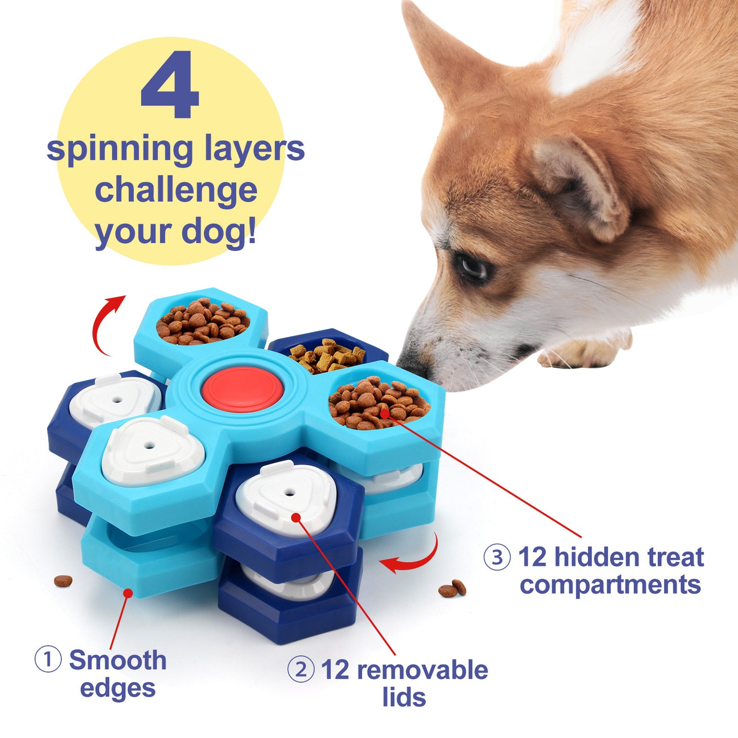 Groom Glory 4-Layer Slow Feeder Puzzle Bowl for Dogs – Interactive Anti-Bloat Design