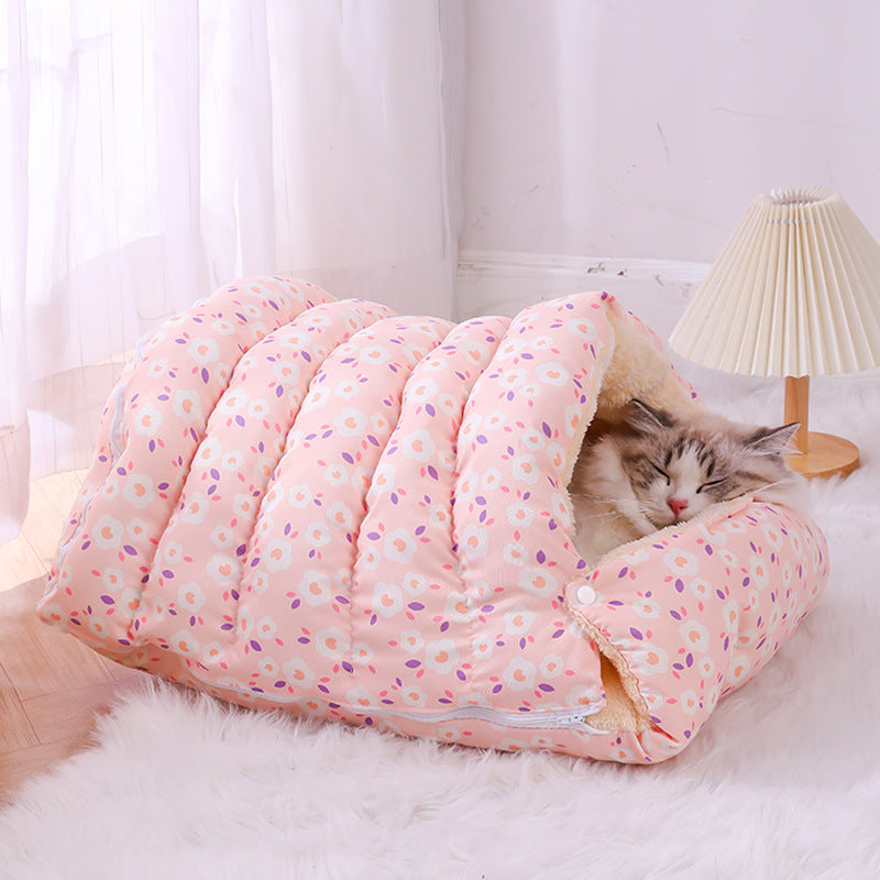 Groom Glory Cozy Winter Cat Nest – Removable, Warm, Enclosed Bed