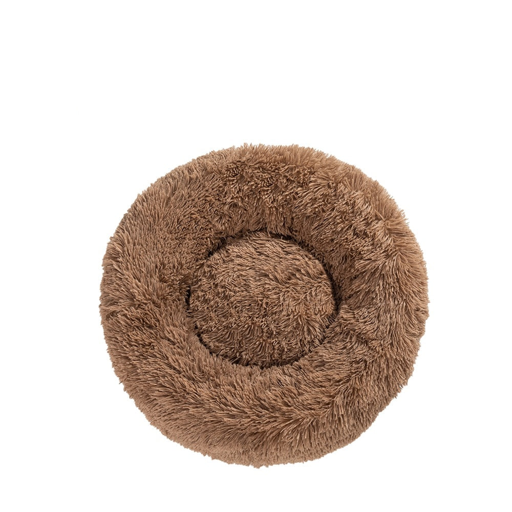 Groom Glory Fluffy Donut Dog Bed – Soft Plush Calming Pet Cushion
