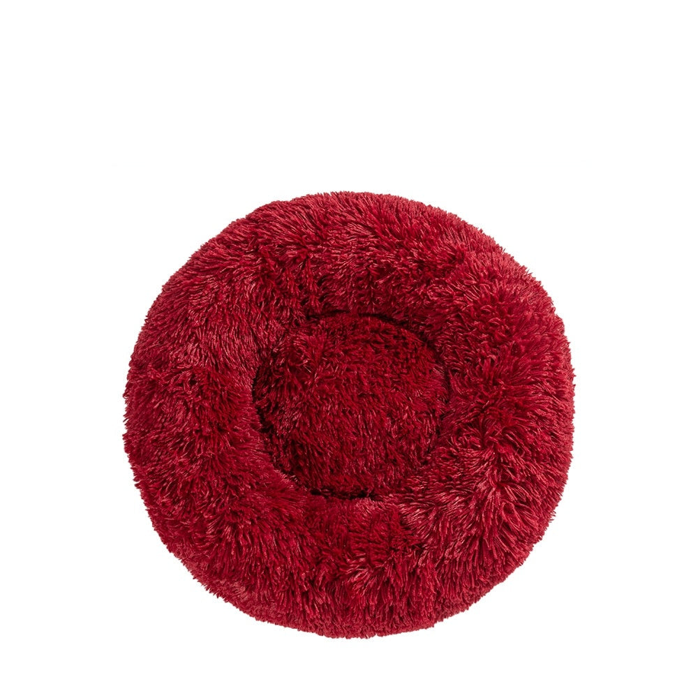 Groom Glory Fluffy Donut Dog Bed – Soft Plush Calming Pet Cushion