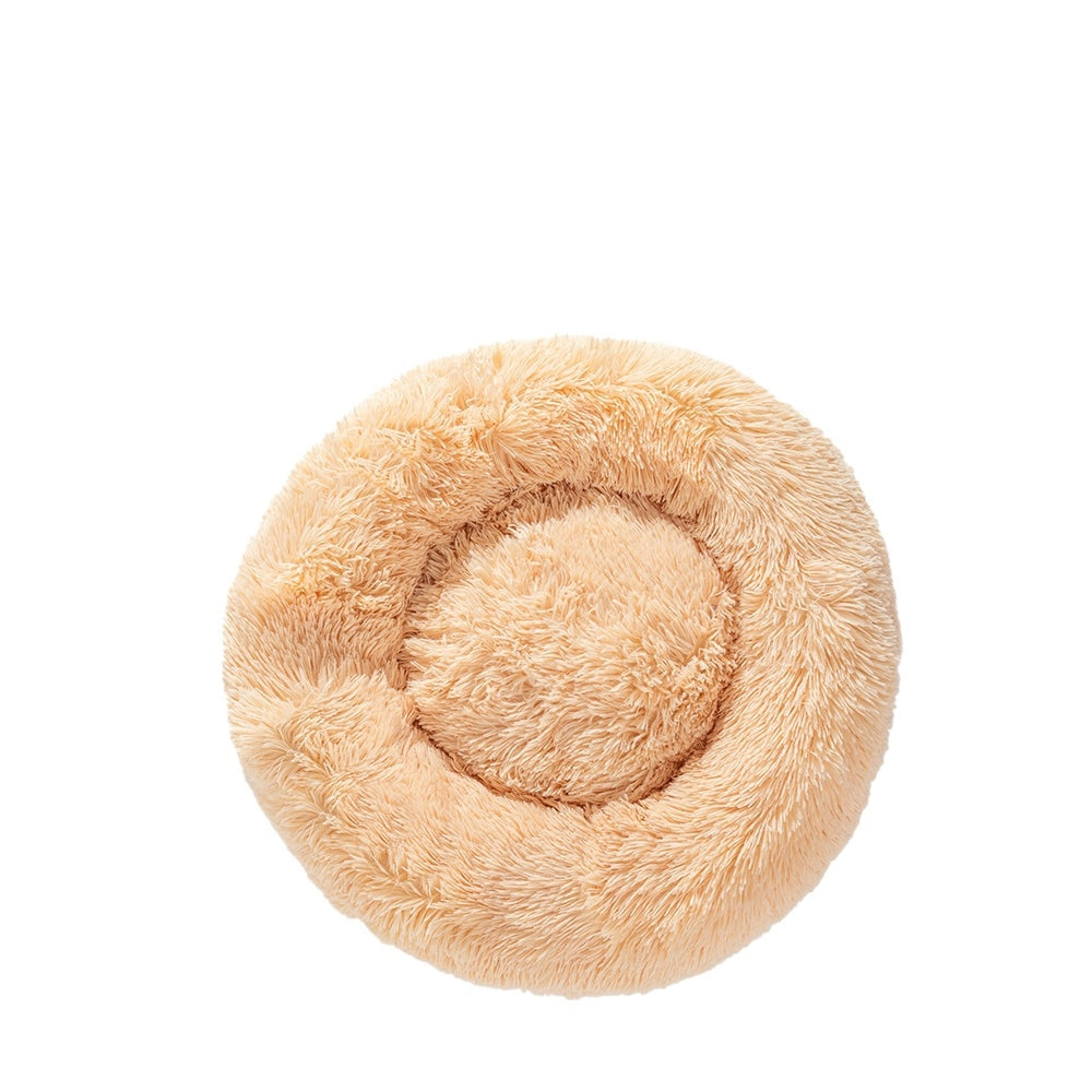 Groom Glory Fluffy Donut Dog Bed – Soft Plush Calming Pet Cushion