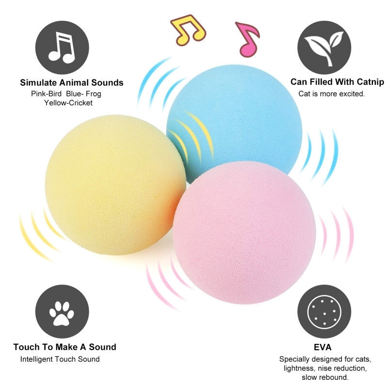Groom Glory Interactive Cat Toy Ball – Catnip Sound Ball for Playful Cats