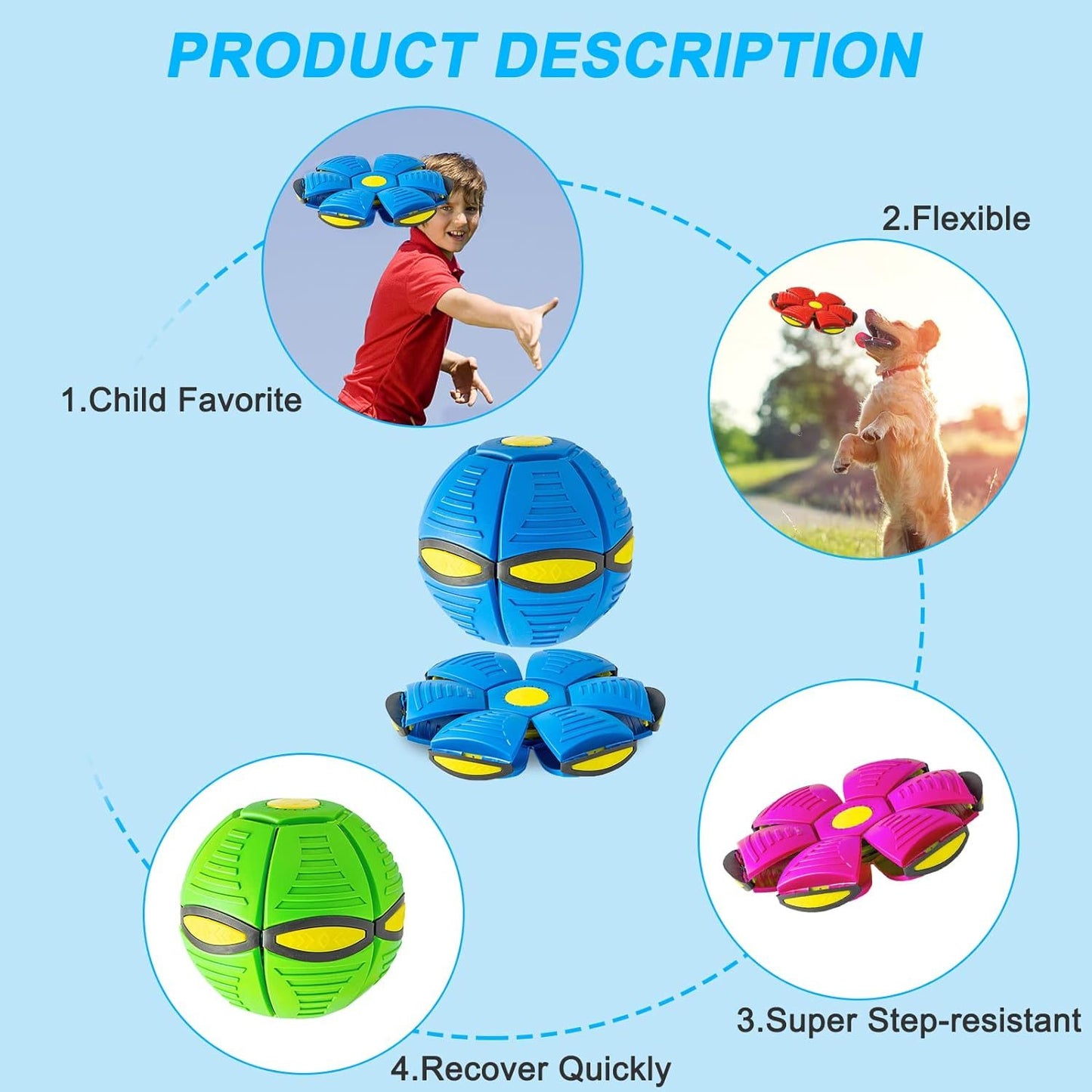 Groom Glory Magic Flying Saucer Ball Dog Toy with Lights – Outdoor Pet Game