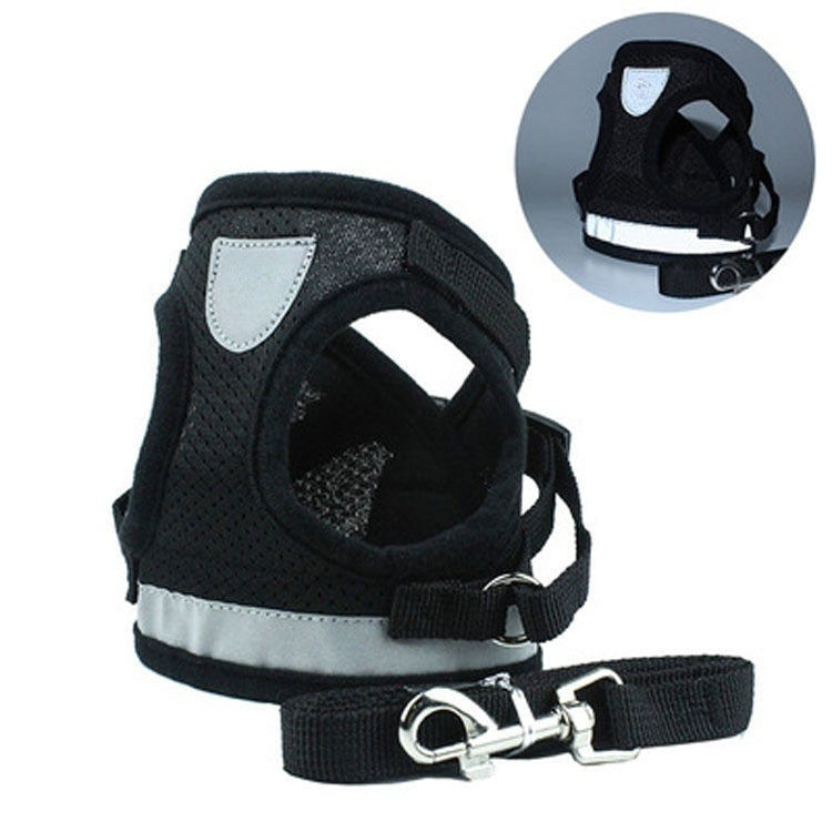 Groom Glory Reflective Dog Harness Vest with Leash – Breathable & Adjustable
