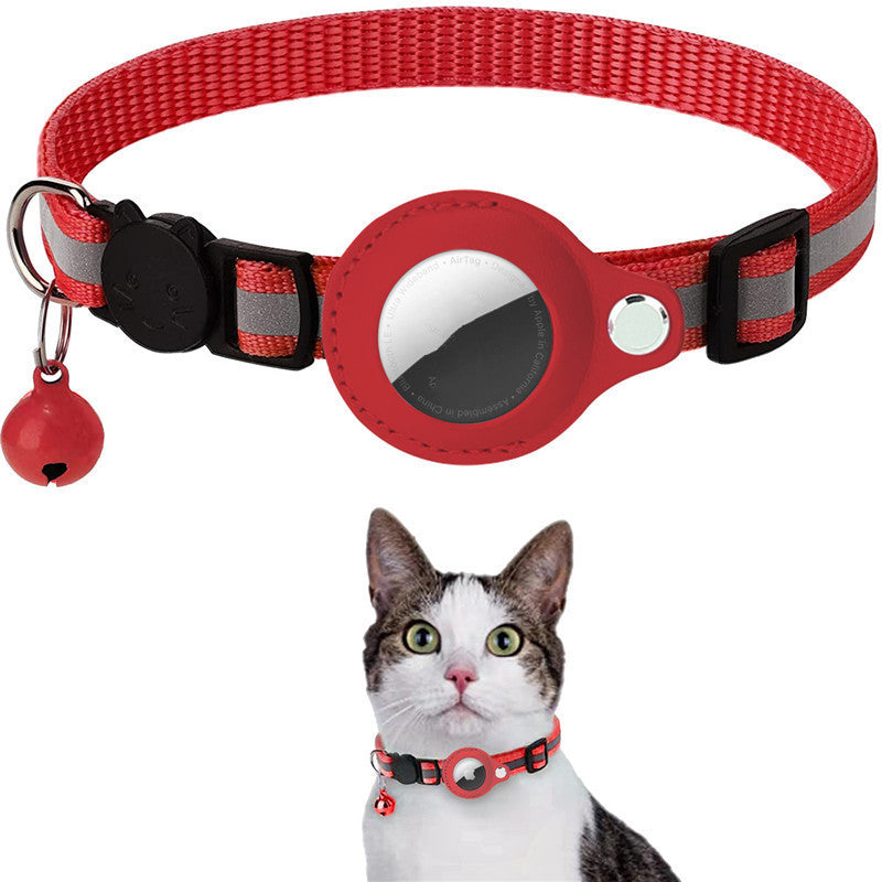 Groom Glory Reflective Nylon Pet AirTag Collar - Waterproof Holder