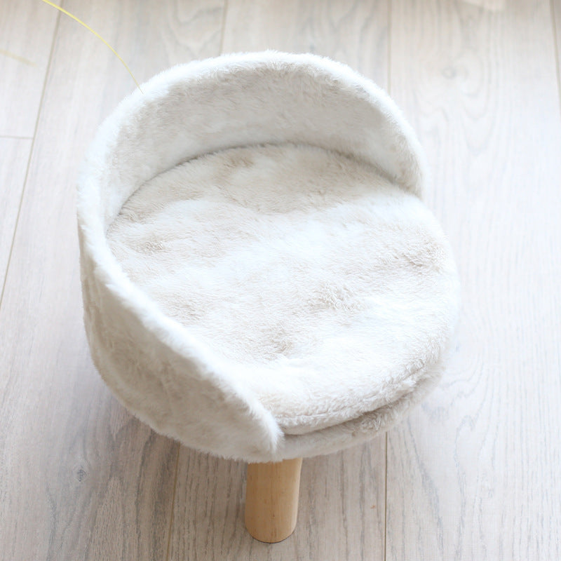 Groom Glory Teddy Pet Sofa Nest – Elevated Wooden Bed for Cats & Dogs