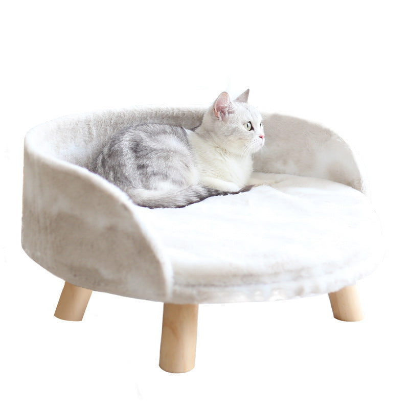 Groom Glory Teddy Pet Sofa Nest – Elevated Wooden Bed for Cats & Dogs