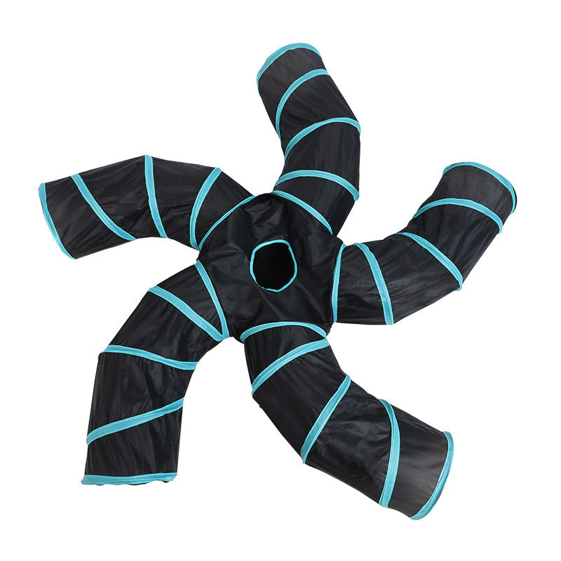Groom Glory Tree Pattern 3-Way Tunnel Toy for Cats & Small Pets – Foldable Pet Play Tube by Zhiyi