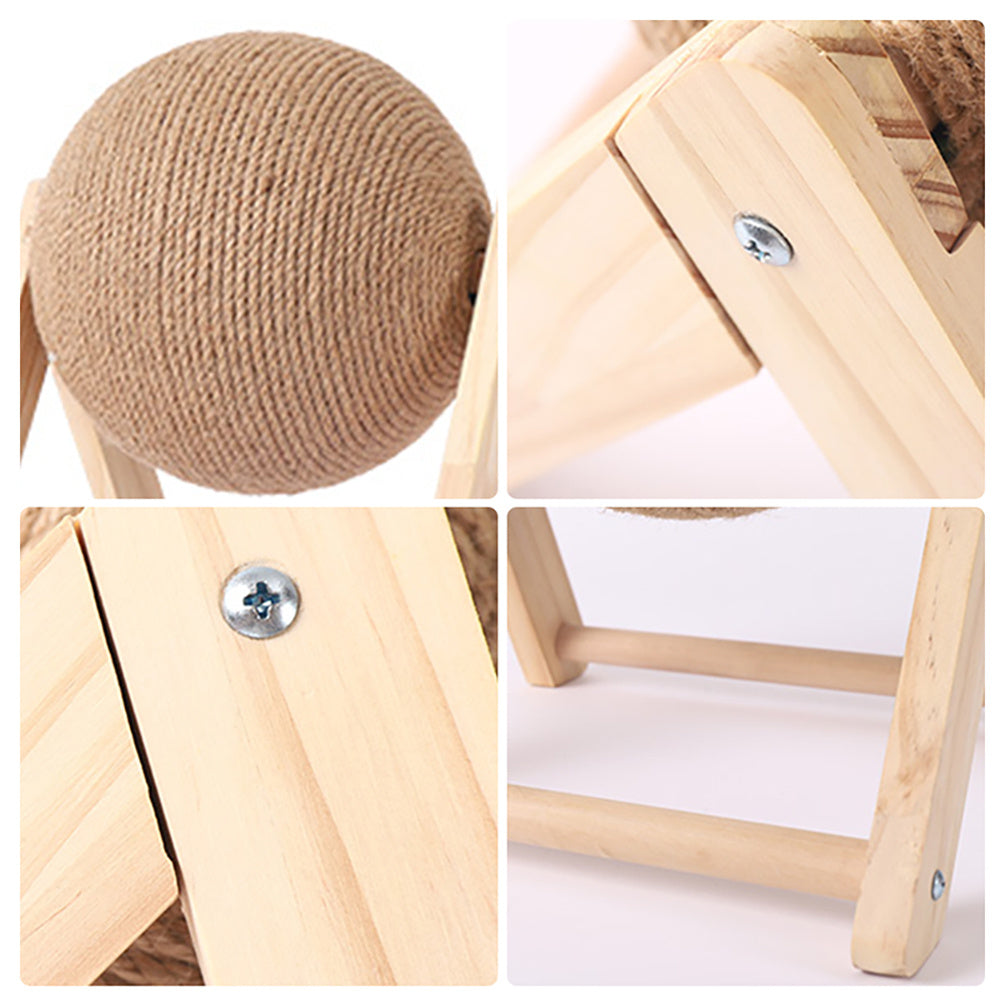 Groom Glory Vertical Sisal Cat Scratching Ball – Wooden Cat Toy