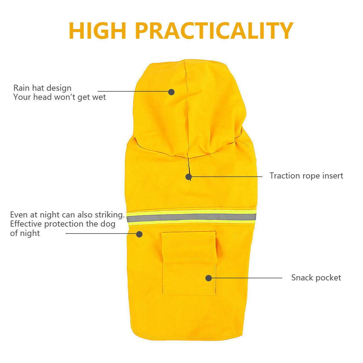 Groom Glory Waterproof Dog Raincoat with Reflective Stripe and Hood