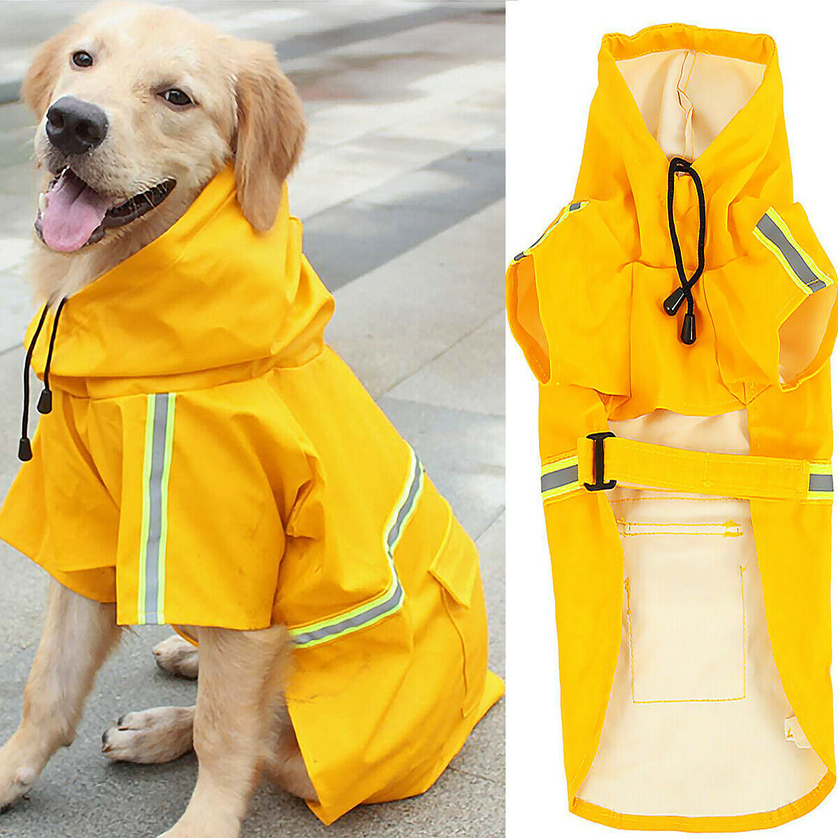 Groom Glory Waterproof Dog Raincoat with Reflective Stripe and Hood