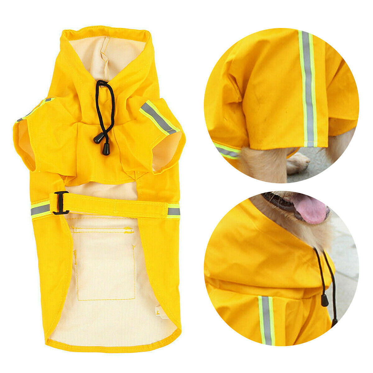 Groom Glory Waterproof Dog Raincoat with Reflective Stripe and Hood