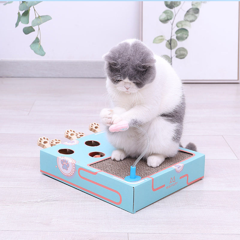 Groom Glory Whack-A-Mole Cat Toy – Interactive Cardboard & Wood Teaser
