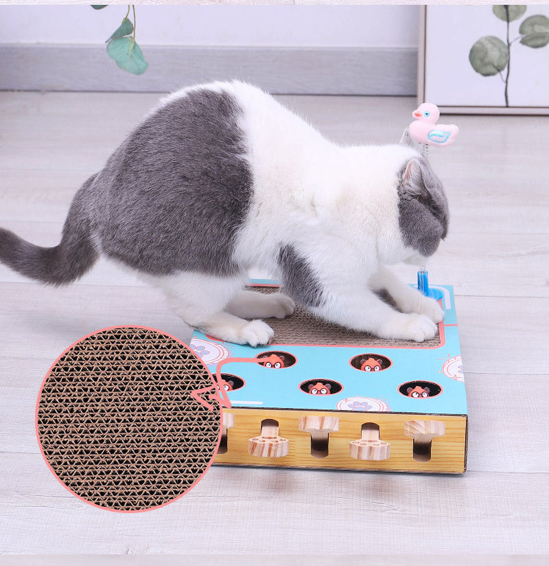 Groom Glory Whack-A-Mole Cat Toy – Interactive Cardboard & Wood Teaser