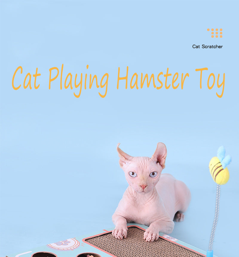 Groom Glory Whack-A-Mole Cat Toy – Interactive Cardboard & Wood Teaser