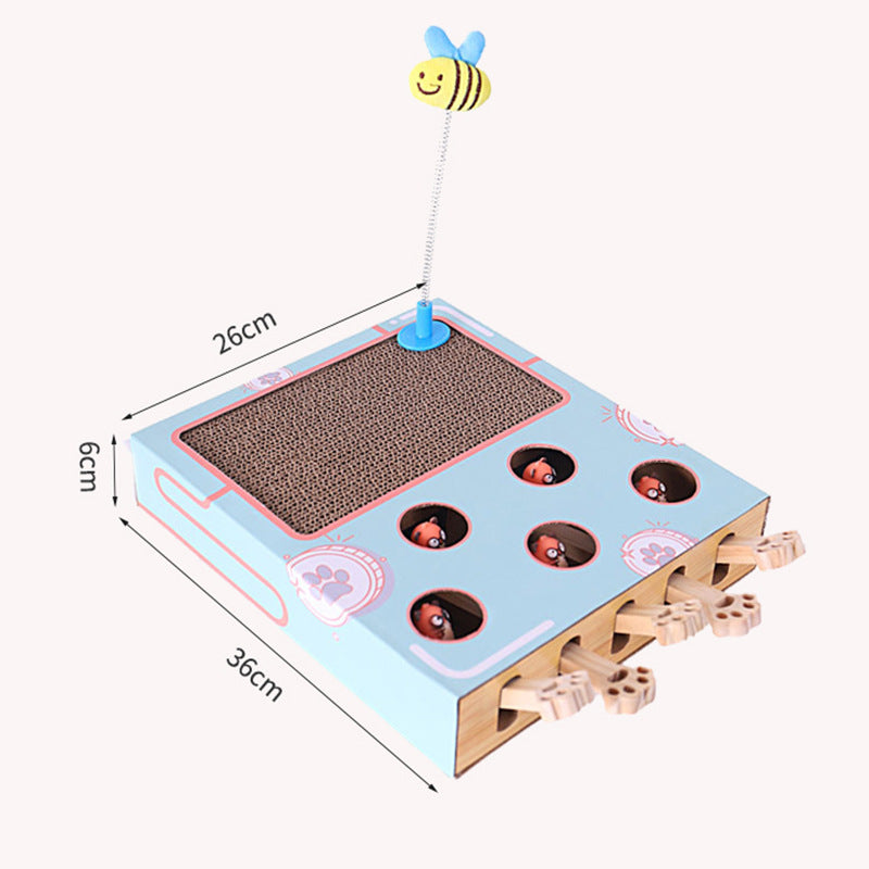 Groom Glory Whack-A-Mole Cat Toy – Interactive Cardboard & Wood Teaser