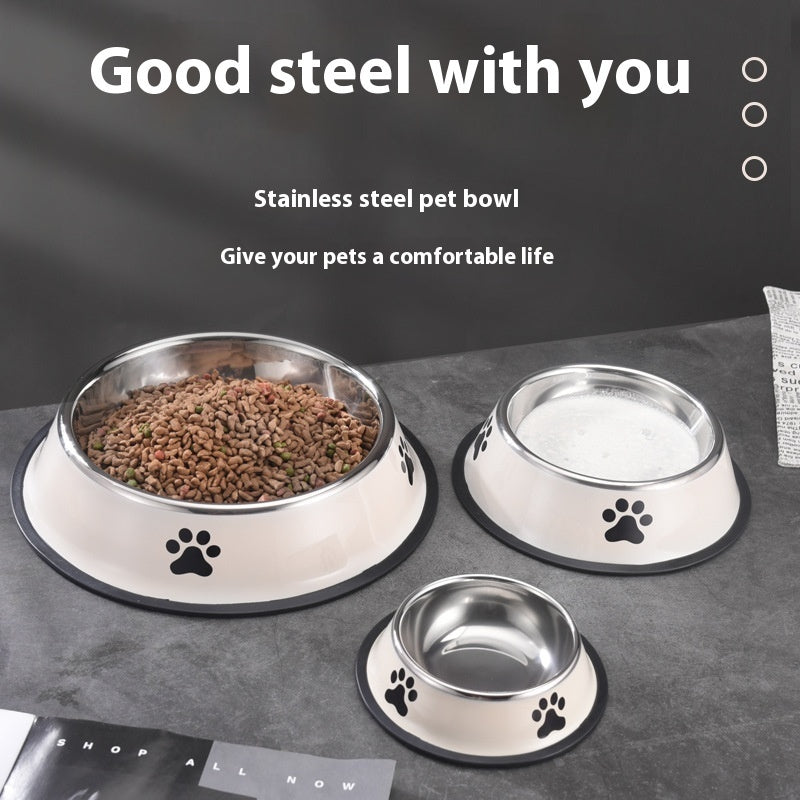Printed Non-Slip Cat Bowl – Stainless Steel Pet Food Bowl