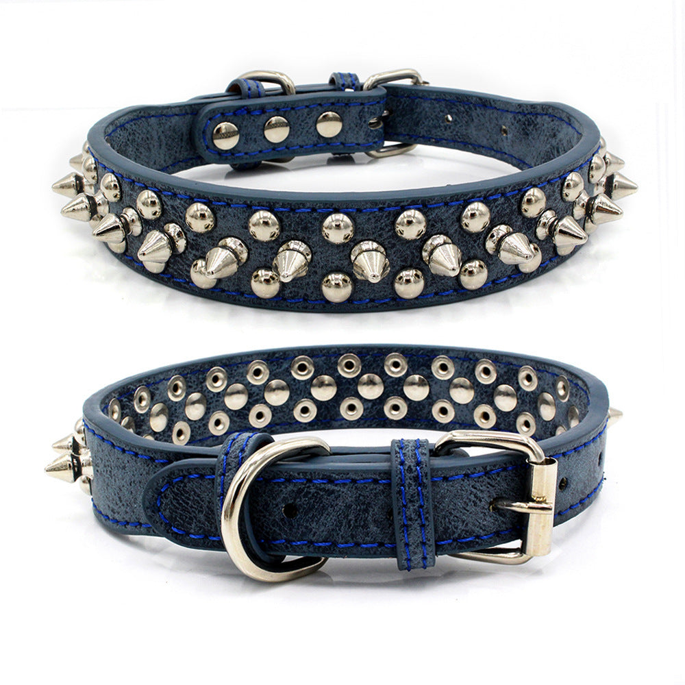 Rivet Pet Collar – Adjustable PU Leather Dog Collar
