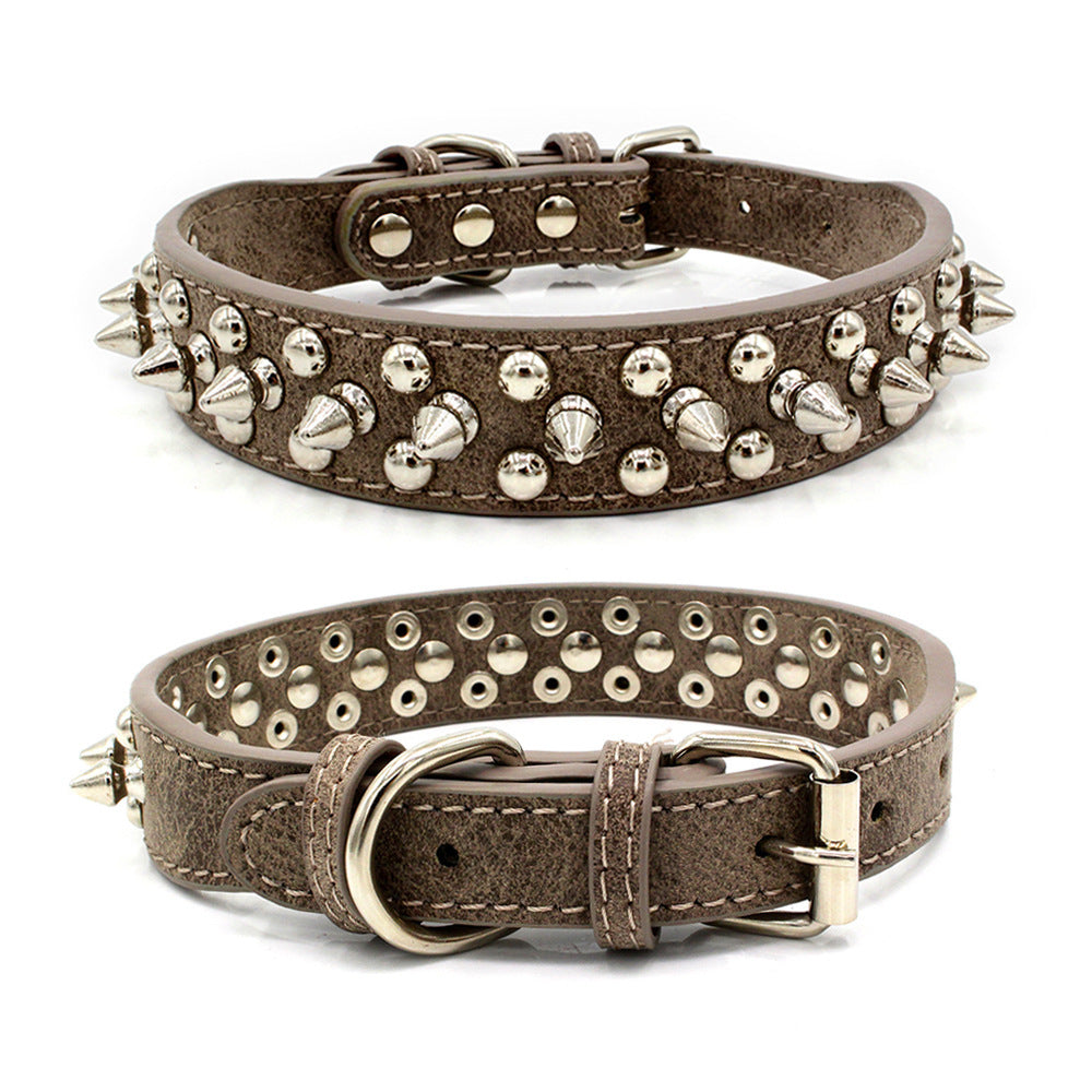 Rivet Pet Collar – Adjustable PU Leather Dog Collar
