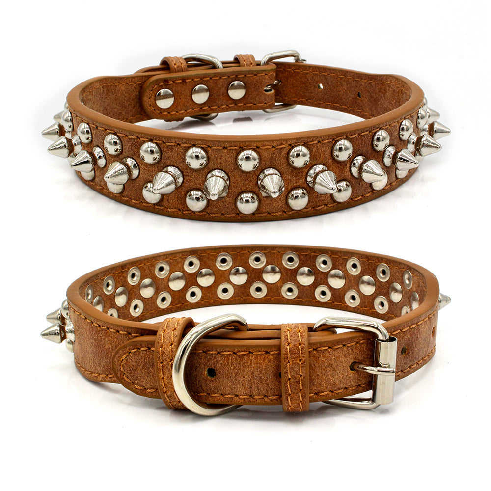 Rivet Pet Collar – Adjustable PU Leather Dog Collar