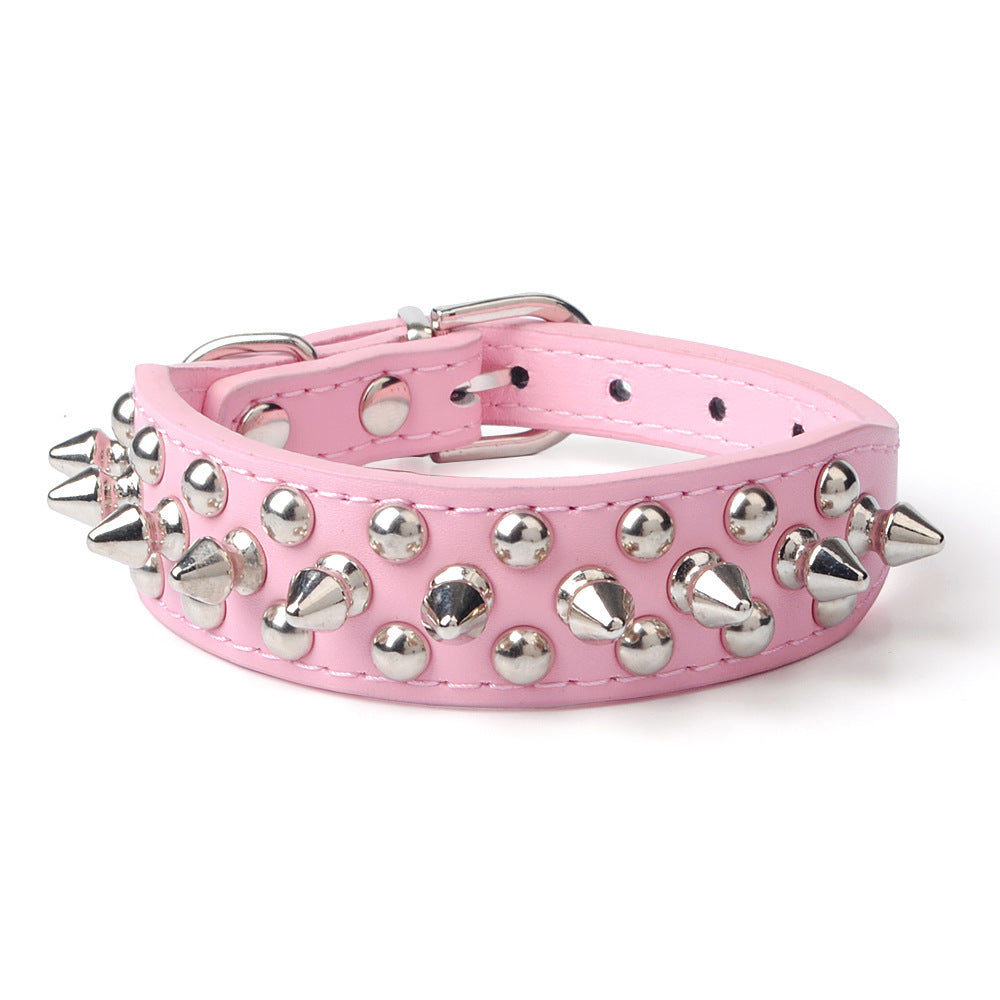 Rivet Pet Collar – Adjustable PU Leather Dog Collar