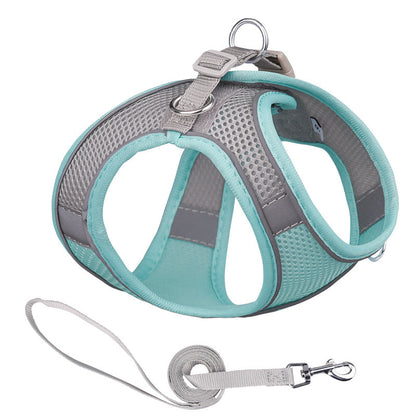 Vest-Style Reflective Pet Harness & Leash Set – Breathable Mesh with Hand-Held Rope