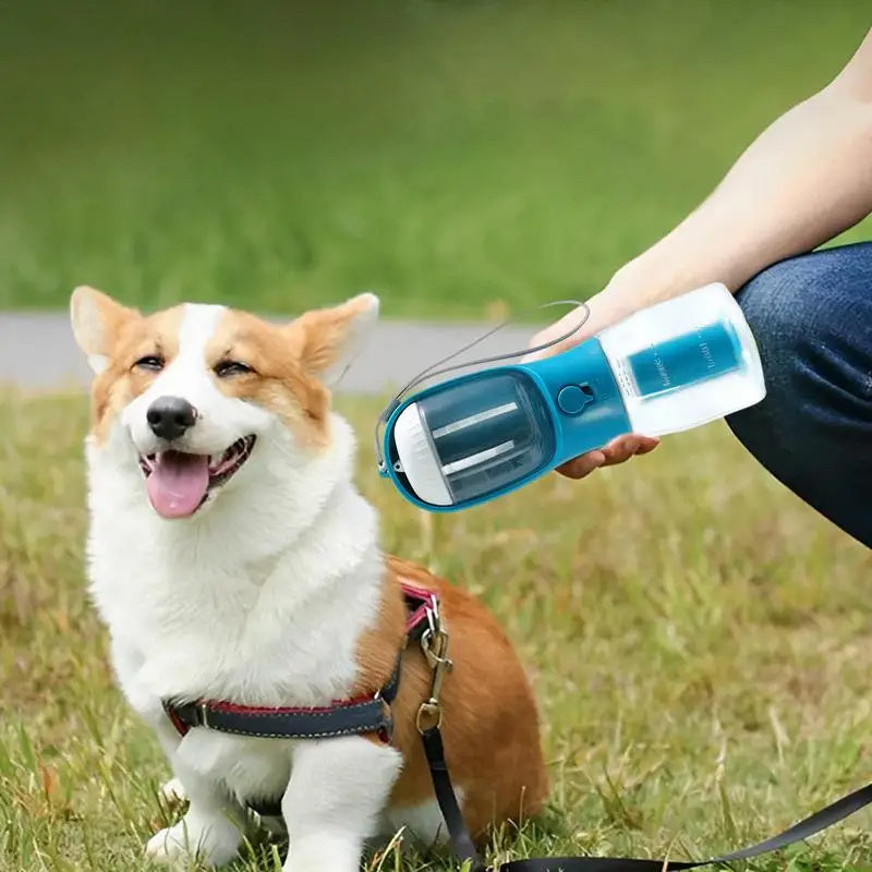 Groom Glory 3-in-1 Portable Pet Water Bottle - Food & Waste Bag Storage for Dogs