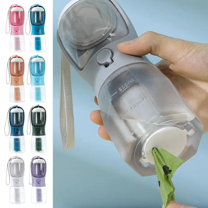 Groom Glory 3-in-1 Portable Pet Water Bottle - Food & Waste Bag Storage for Dogs