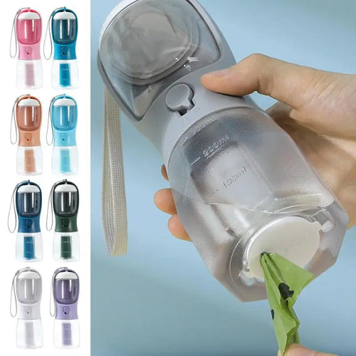 Groom Glory 3-in-1 Portable Pet Water Bottle - Food & Waste Bag Storage for Dogs