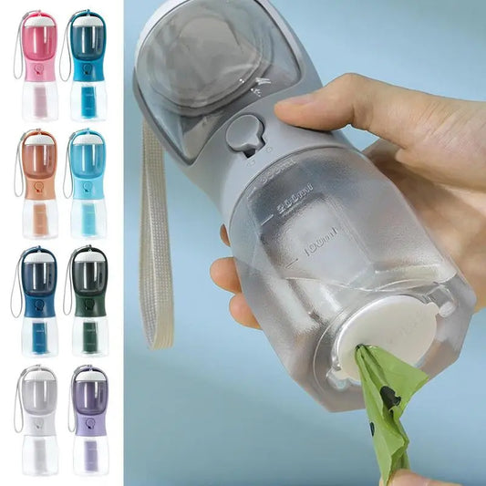 Groom Glory 3-in-1 Portable Pet Water Bottle - Food & Waste Bag Storage for Dogs