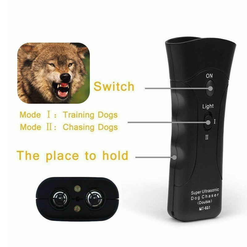 Groom Glory 3-in-1 Ultrasonic Dog Repeller – Bark Control & LED Training Device