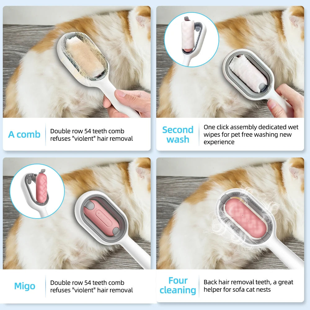 Groom Glory 4-in-1 Cat Hair Brush with Water Tank – Grooming & Cleaning Comb
