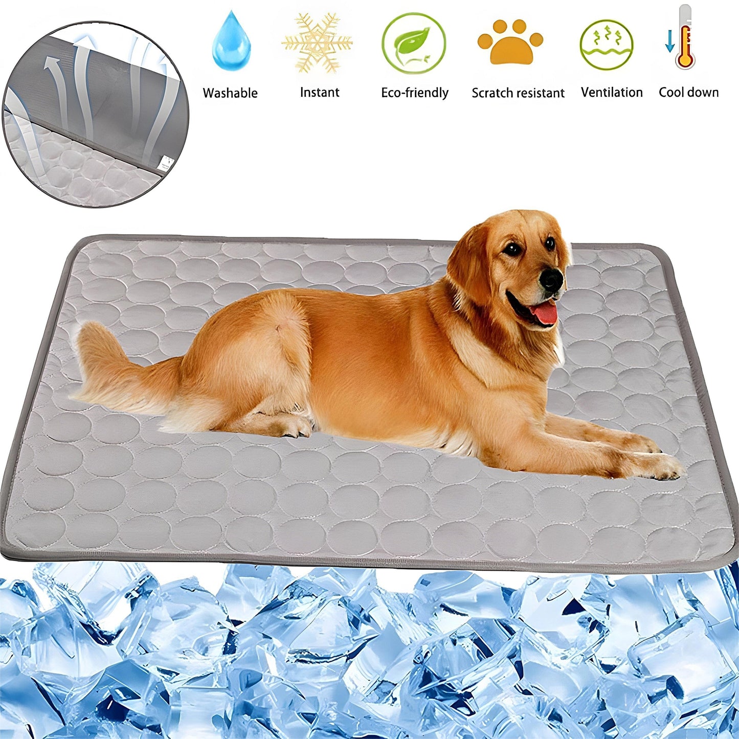 Groom Glory Dog Cooling Mat – Ice Silk Pet Cooling Pad for Kennels, Crates & Travel