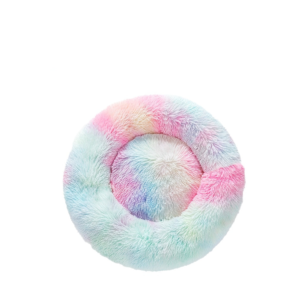 Groom Glory Fluffy Donut Dog Bed – Soft Plush Calming Pet Cushion
