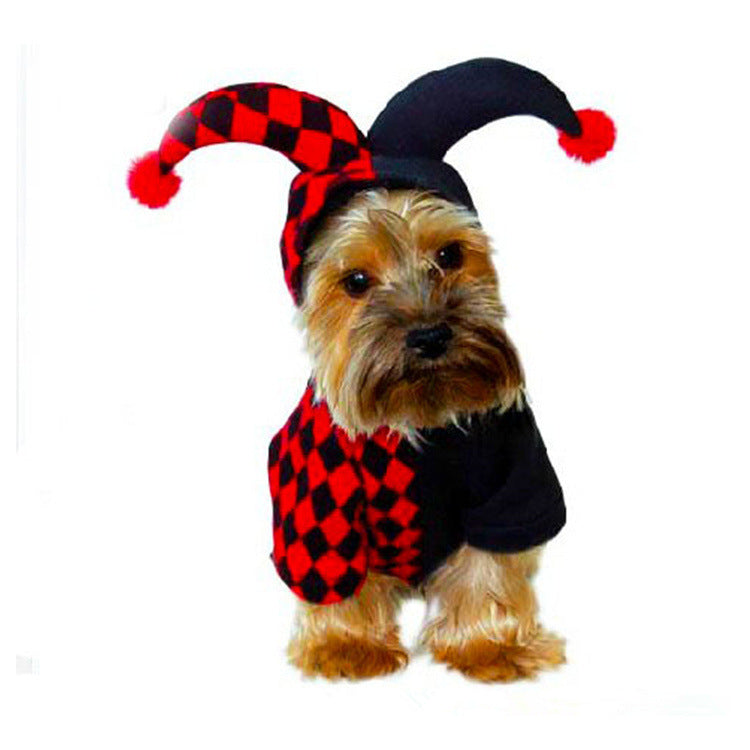 Groom Glory  Funny Clown Halloween Costume for Dogs & Cats – Pet Transformation Outfit with Hat