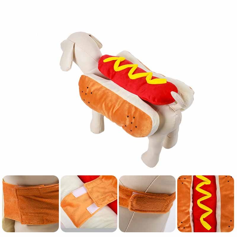 Groom Glory Funny Hot Dog Halloween Costume for Dogs & Cats – Pet Party Outfit with Velcro Closure