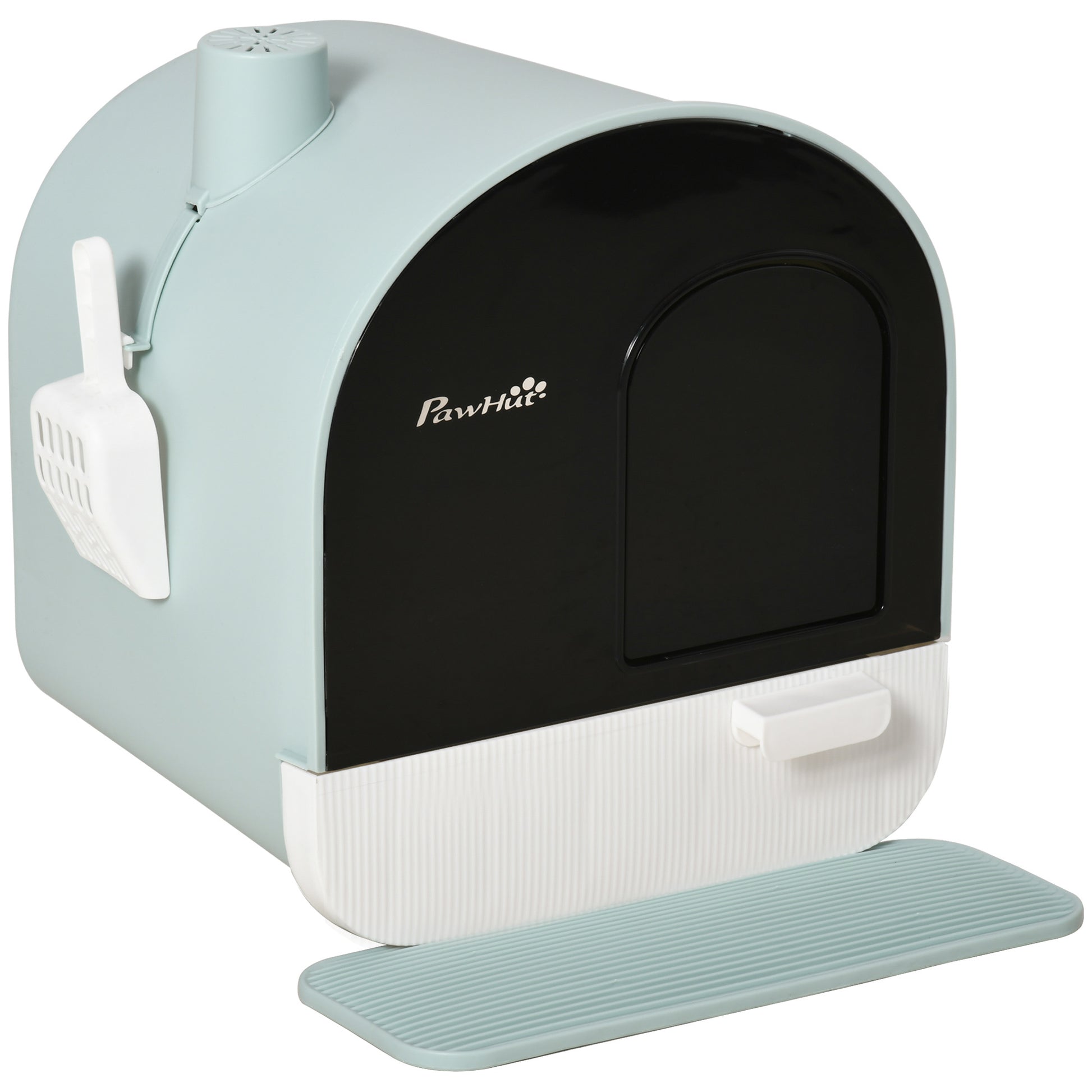 Groom Glory PawHut Cat Litter Box with Lid – Indoor Cat Tray, Spoon & Strainer