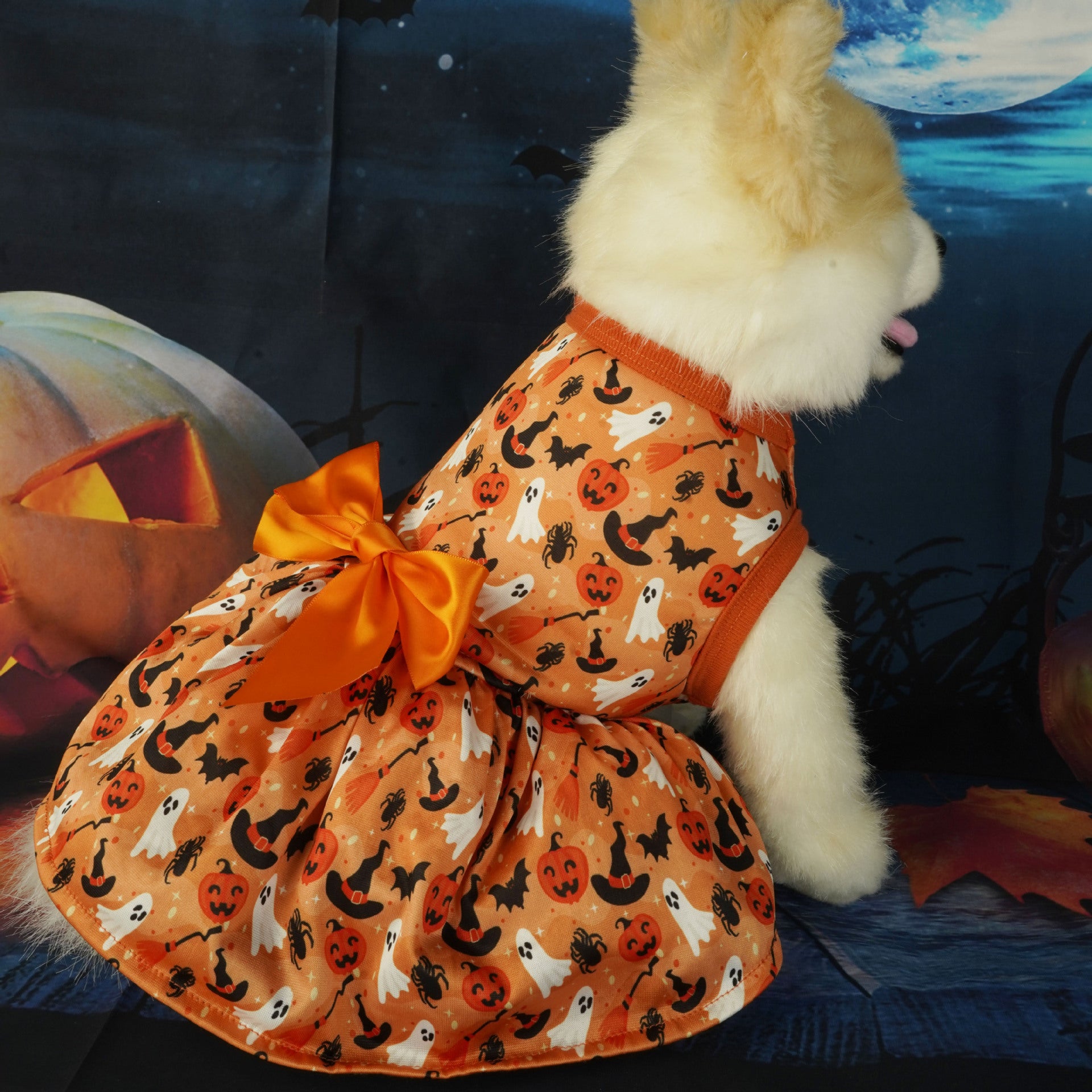 Groom Glory Pet Halloween Party Dress – Cute Orange Costume for Dogs & Cats