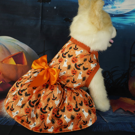 Groom Glory Pet Halloween Party Dress – Cute Orange Costume for Dogs & Cats